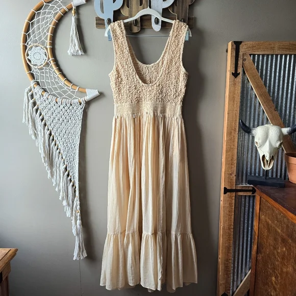 Free People Exotic Escape Convertible Maxi Dress Semolina Nwt - Picture 10 of 12